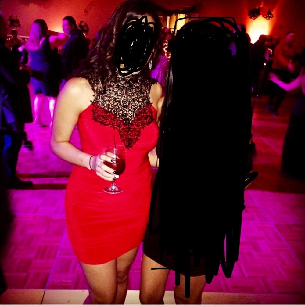 Red lace dress